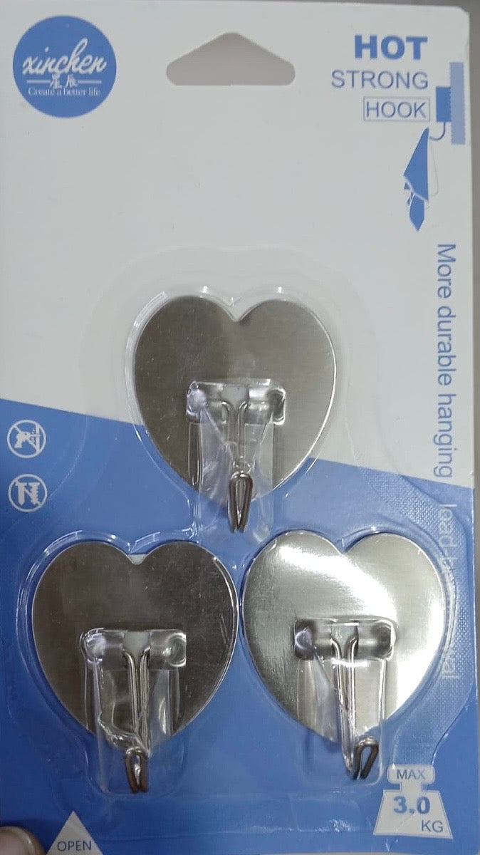 Set Of 3 Stainless Steel Hooks, Self Adhesive Door Wall Hangers Hook, Home Storage Hooks Set Of 3 Stainless Steel Hooks, Self Adhesive Door Wall Hangers Hook, Home Storage Hooks